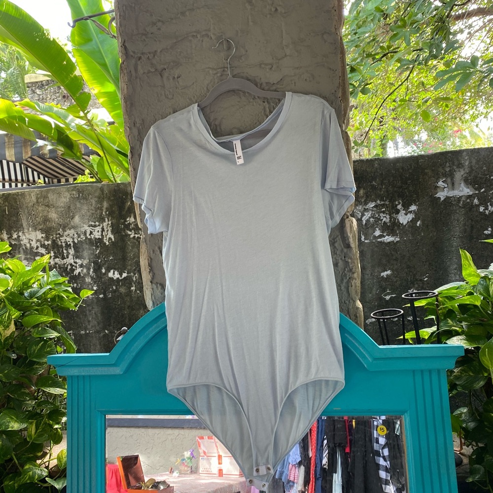 Powered blue American apparel bodysuit